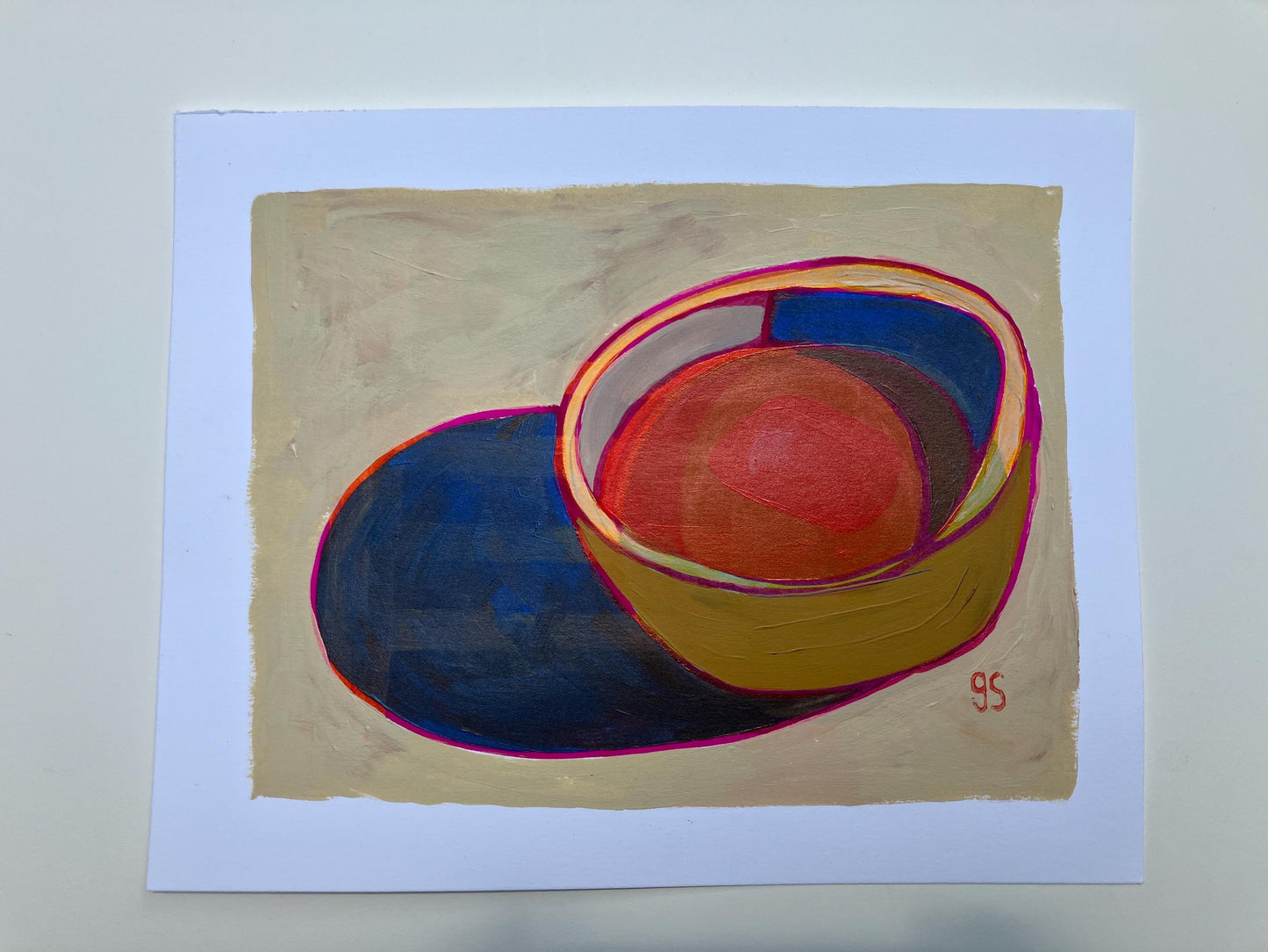 Tomato soup! Original Mid Century abstract painting (8x10)