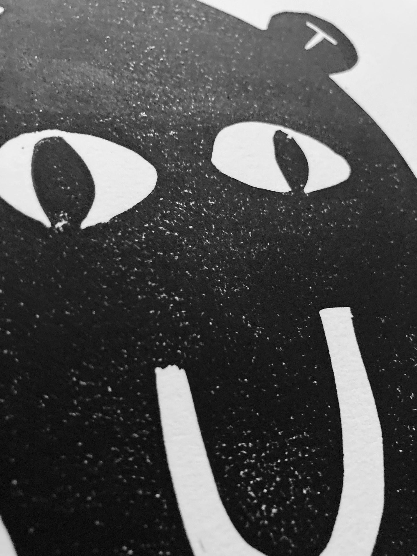 Happy little monster  - Linocut print (8x10in)