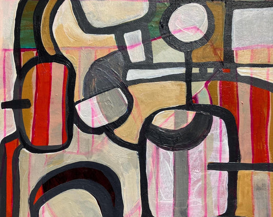 Original acrylic painting - Hand painted mid century colors (8x10in)