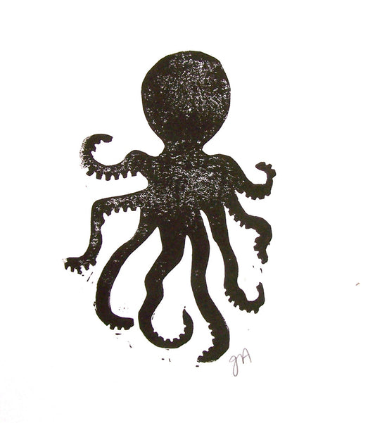 Minimal octopus block print